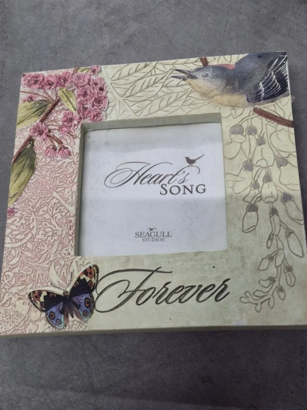 Hearts Song Forever Picture Frame By Seagull Studios With Floral & Bird Design